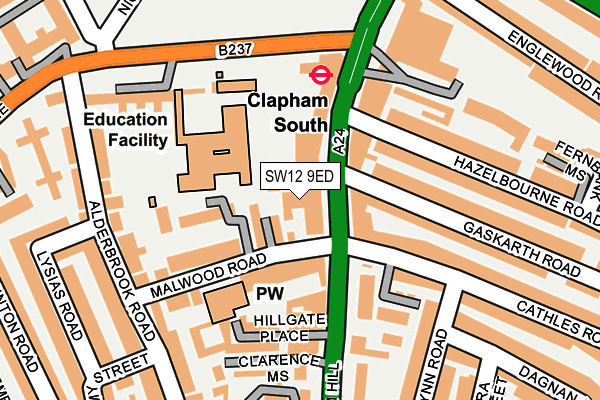 SW12 9ED map - OS OpenMap – Local (Ordnance Survey)