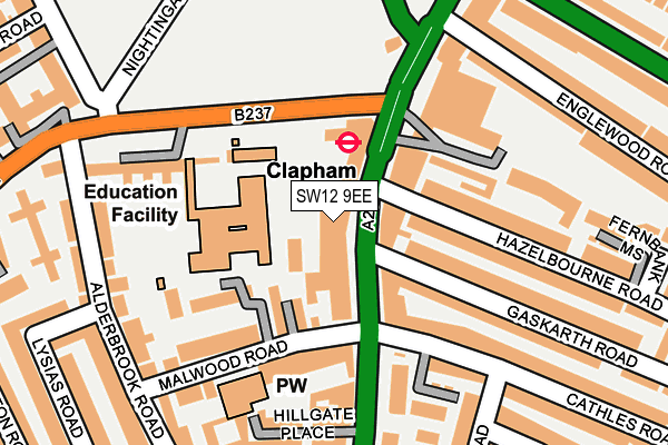 SW12 9EE map - OS OpenMap – Local (Ordnance Survey)