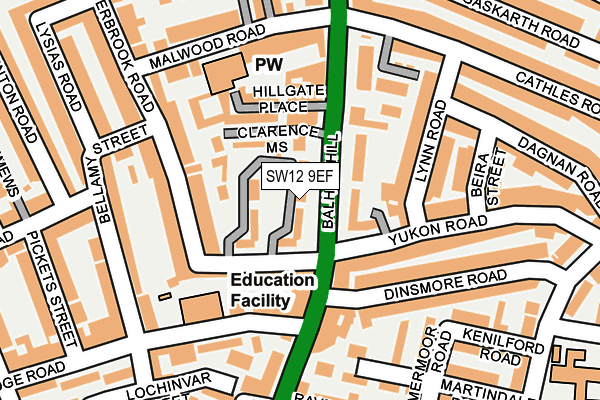 SW12 9EF map - OS OpenMap – Local (Ordnance Survey)