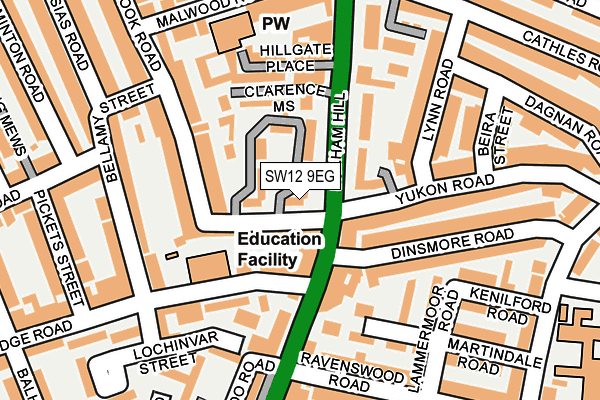 SW12 9EG map - OS OpenMap – Local (Ordnance Survey)