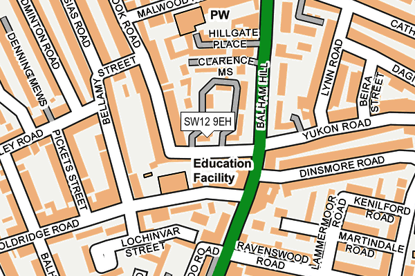 SW12 9EH map - OS OpenMap – Local (Ordnance Survey)