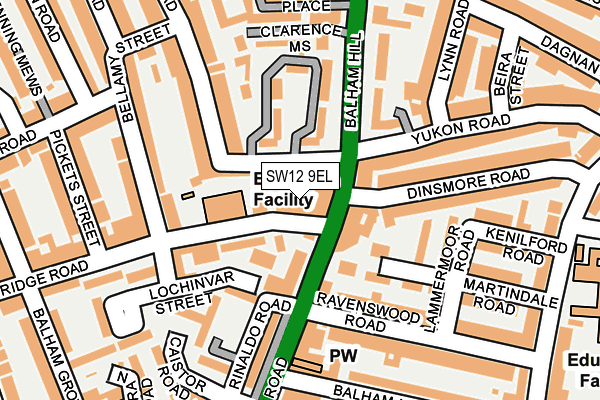 SW12 9EL map - OS OpenMap – Local (Ordnance Survey)