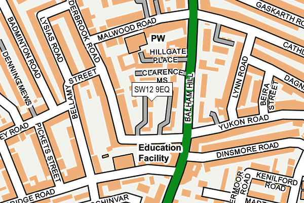 SW12 9EQ map - OS OpenMap – Local (Ordnance Survey)