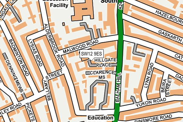 SW12 9ES map - OS OpenMap – Local (Ordnance Survey)