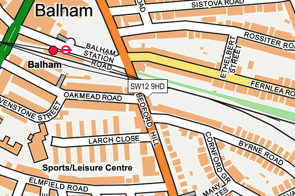 SW12 9HD map - OS OpenMap – Local (Ordnance Survey)