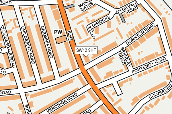 SW12 9HF map - OS OpenMap – Local (Ordnance Survey)