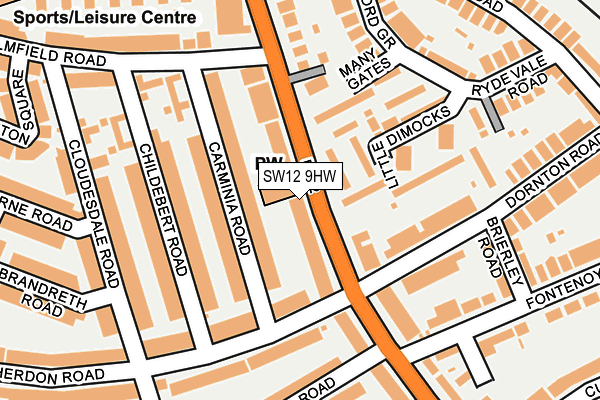 SW12 9HW map - OS OpenMap – Local (Ordnance Survey)