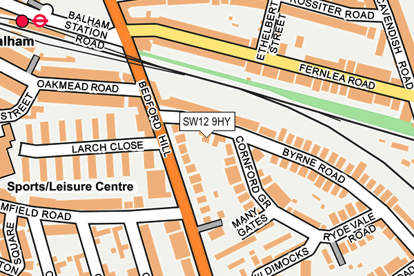 SW12 9HY map - OS OpenMap – Local (Ordnance Survey)