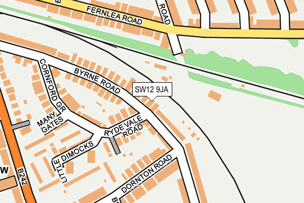 SW12 9JA map - OS OpenMap – Local (Ordnance Survey)