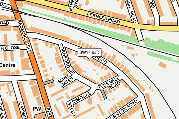 SW12 9JD map - OS OpenMap – Local (Ordnance Survey)