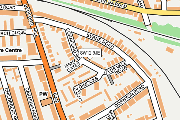 SW12 9JE map - OS OpenMap – Local (Ordnance Survey)