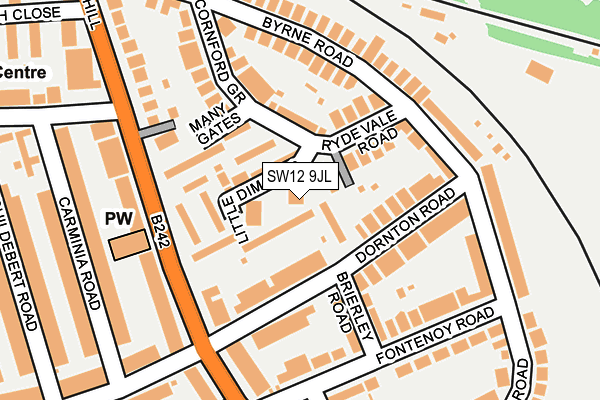 SW12 9JL map - OS OpenMap – Local (Ordnance Survey)
