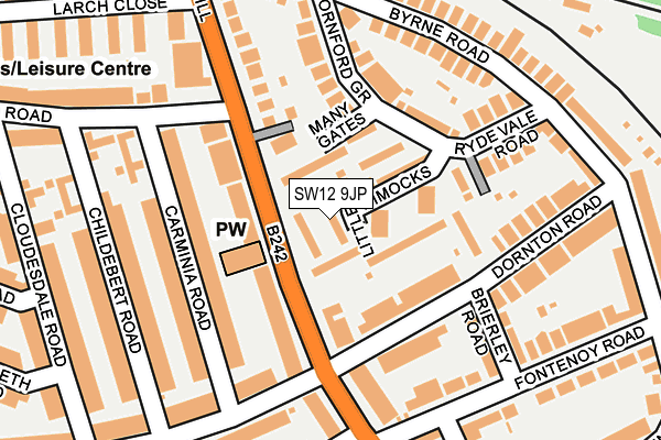 SW12 9JP map - OS OpenMap – Local (Ordnance Survey)