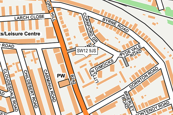 SW12 9JS map - OS OpenMap – Local (Ordnance Survey)