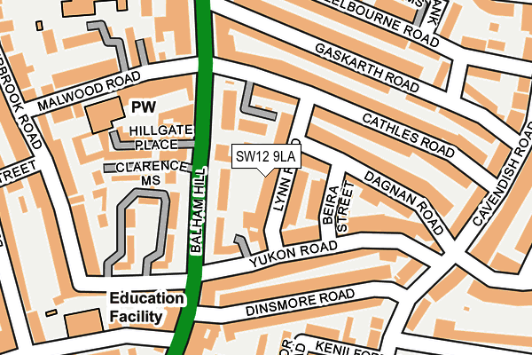 SW12 9LA map - OS OpenMap – Local (Ordnance Survey)