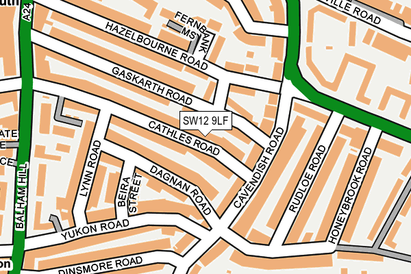 SW12 9LF map - OS OpenMap – Local (Ordnance Survey)