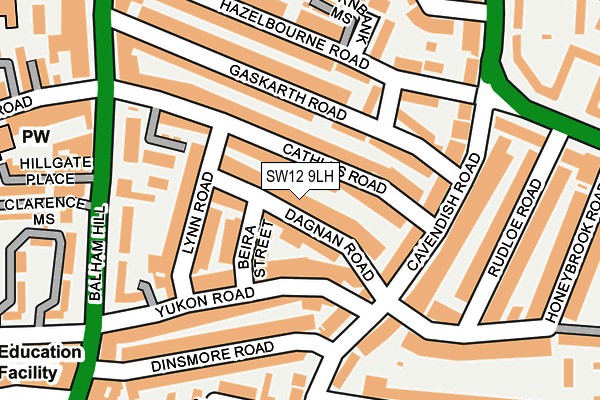 SW12 9LH map - OS OpenMap – Local (Ordnance Survey)