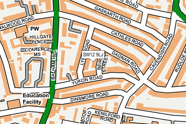 SW12 9LJ map - OS OpenMap – Local (Ordnance Survey)