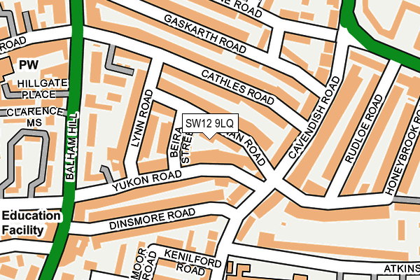 SW12 9LQ map - OS OpenMap – Local (Ordnance Survey)