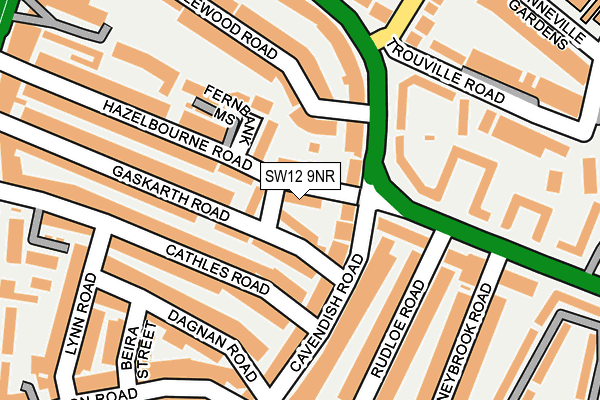 SW12 9NR map - OS OpenMap – Local (Ordnance Survey)