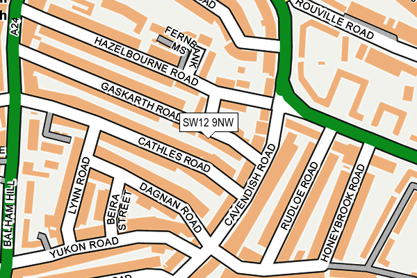 SW12 9NW map - OS OpenMap – Local (Ordnance Survey)