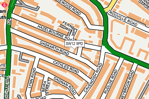 SW12 9PD map - OS OpenMap – Local (Ordnance Survey)
