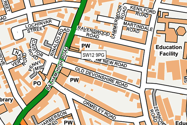 SW12 9PG map - OS OpenMap – Local (Ordnance Survey)