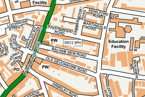 SW12 9PH map - OS OpenMap – Local (Ordnance Survey)