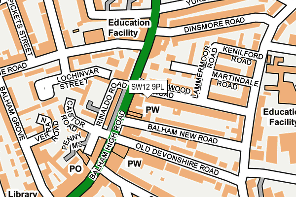 SW12 9PL map - OS OpenMap – Local (Ordnance Survey)