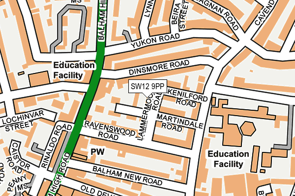 SW12 9PP map - OS OpenMap – Local (Ordnance Survey)