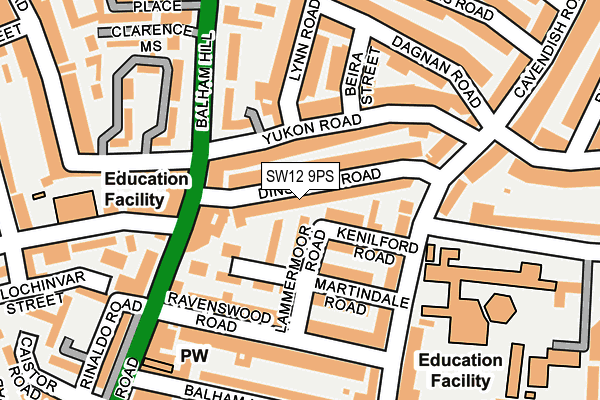 SW12 9PS map - OS OpenMap – Local (Ordnance Survey)