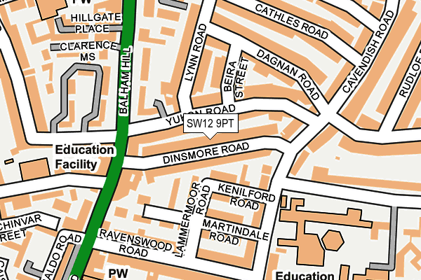SW12 9PT map - OS OpenMap – Local (Ordnance Survey)
