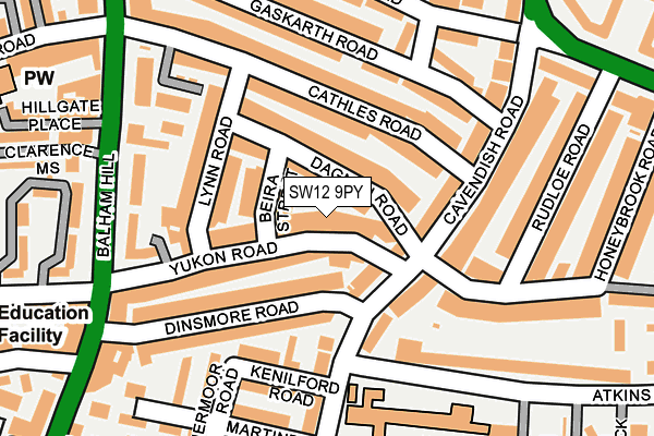 SW12 9PY map - OS OpenMap – Local (Ordnance Survey)