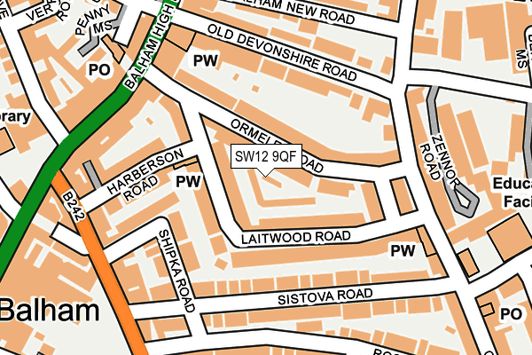 SW12 9QF map - OS OpenMap – Local (Ordnance Survey)