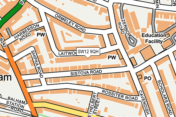 SW12 9QH map - OS OpenMap – Local (Ordnance Survey)