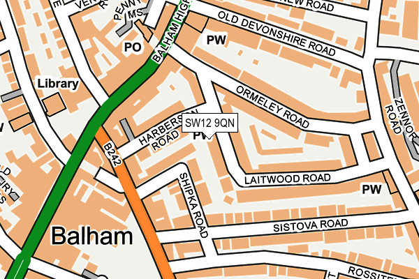 SW12 9QN map - OS OpenMap – Local (Ordnance Survey)