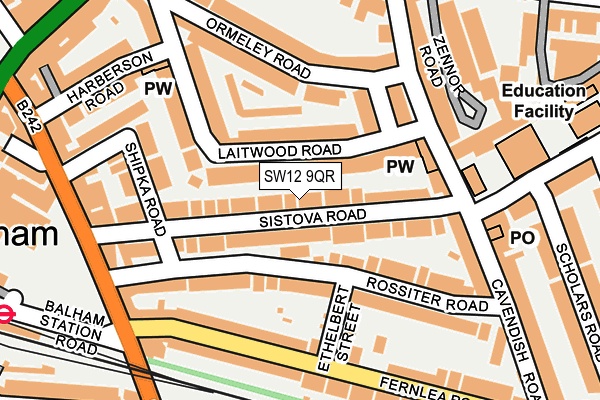 SW12 9QR map - OS OpenMap – Local (Ordnance Survey)