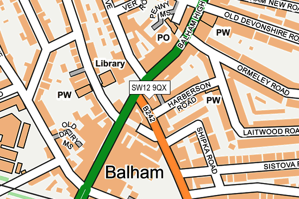 SW12 9QX map - OS OpenMap – Local (Ordnance Survey)