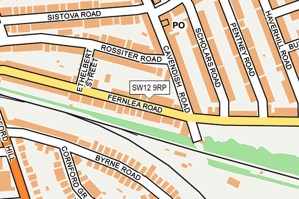 SW12 9RP map - OS OpenMap – Local (Ordnance Survey)