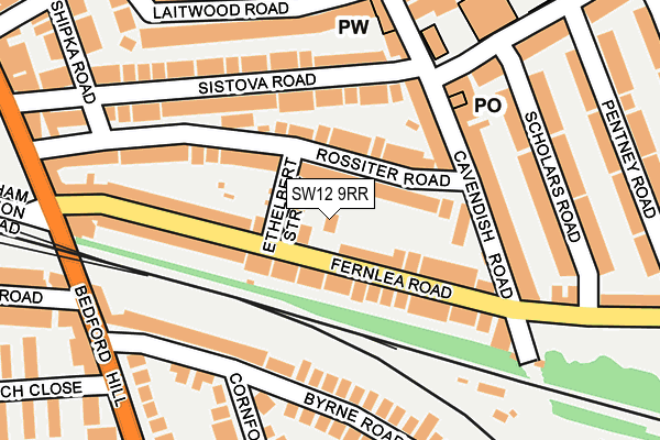 SW12 9RR map - OS OpenMap – Local (Ordnance Survey)