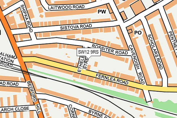 SW12 9RS map - OS OpenMap – Local (Ordnance Survey)