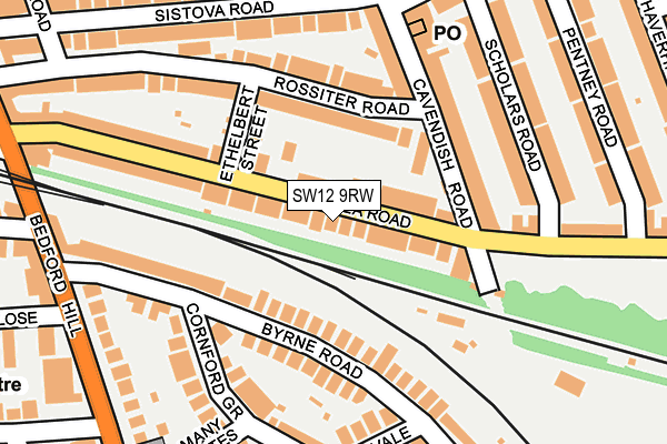 SW12 9RW map - OS OpenMap – Local (Ordnance Survey)