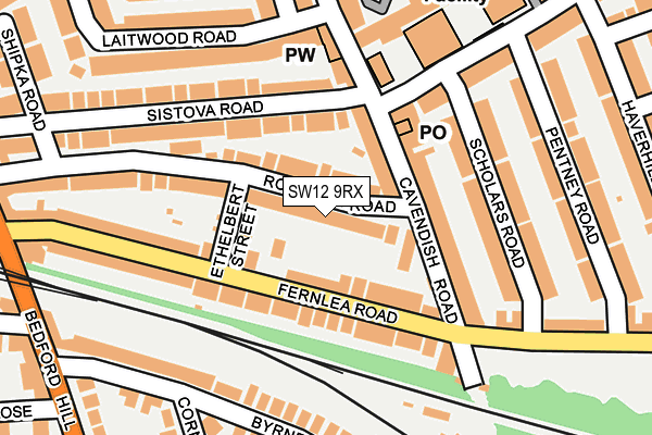 SW12 9RX map - OS OpenMap – Local (Ordnance Survey)