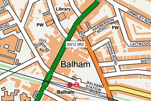 SW12 9RZ map - OS OpenMap – Local (Ordnance Survey)