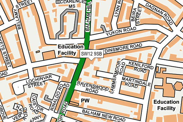 SW12 9SB map - OS OpenMap – Local (Ordnance Survey)