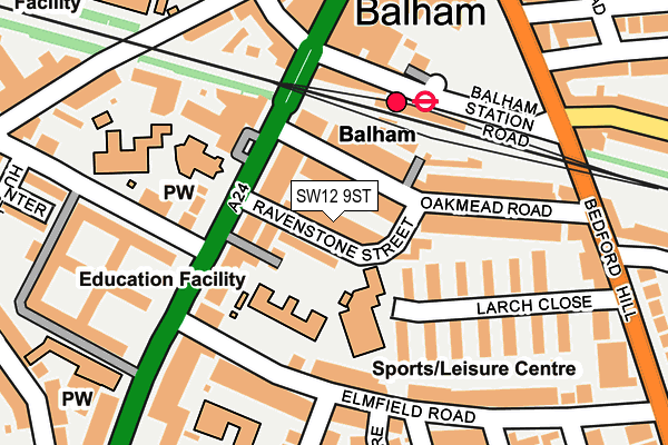 SW12 9ST map - OS OpenMap – Local (Ordnance Survey)