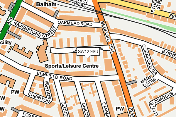 SW12 9SU map - OS OpenMap – Local (Ordnance Survey)