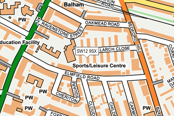 SW12 9SX map - OS OpenMap – Local (Ordnance Survey)