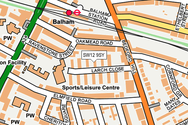 SW12 9SY map - OS OpenMap – Local (Ordnance Survey)