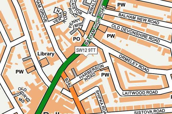 SW12 9TT map - OS OpenMap – Local (Ordnance Survey)
